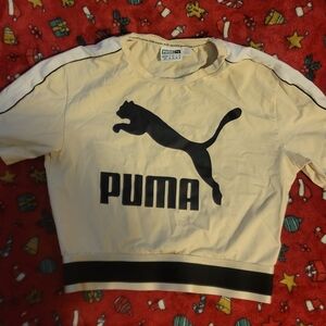Puma Cream and Black Crop Top